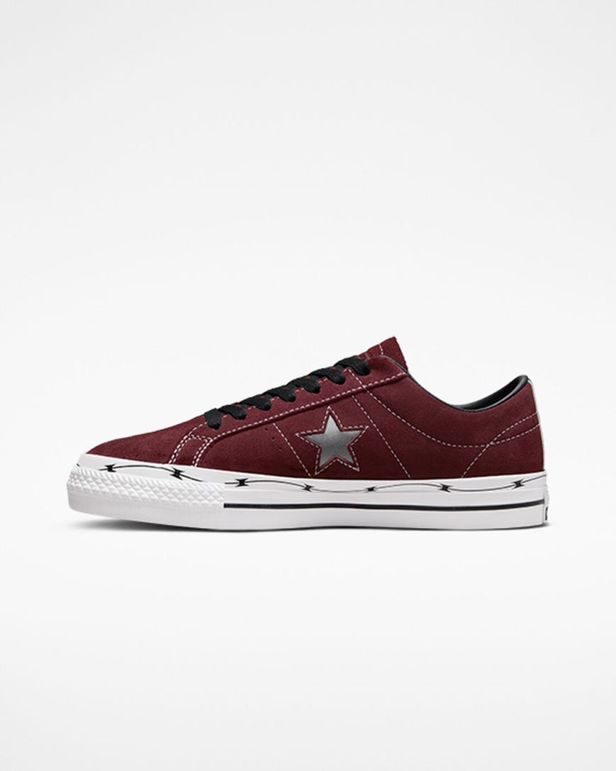 Tenis Skate Converse CONS One Star Pro Razor Wire Feminino Bordeaux Escuro Pretas Branco | PT M0507PT